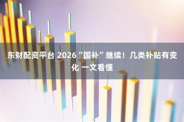 东财配资平台 2026“国补”继续！几类补贴有变化 一文看懂